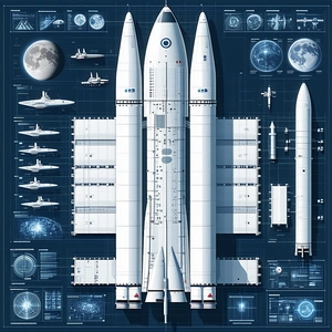 A Large White Space Shuttle Is Shown In A Blue And White Illustration