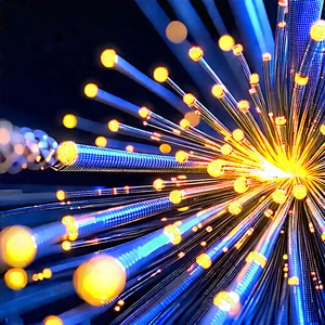 Close-up Of Fiber Optic Cables With Close-up Brightly