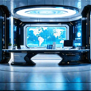Futuristic Tech Startup Office With Large, Modern