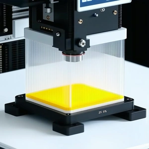 A Yellow Object Is Placed On A Machine, Which Is Likely A 3d Printer