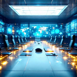 Futuristic tech startup office