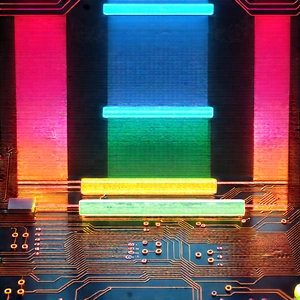 Circuit board with neon accents