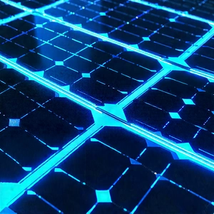 Solar panel with blue light (glow:1.11)