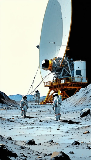 In The Image, There Are Three Astronauts Standing On The Surface Of The Moon