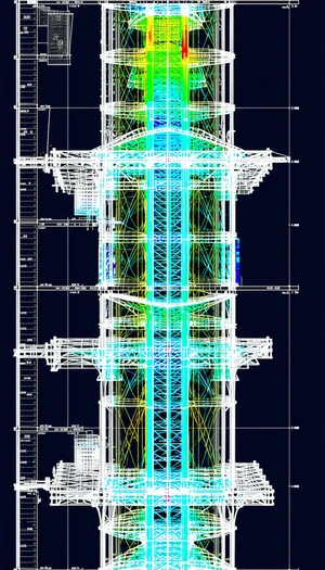 A Blue And Yellow Building Is Shown In A 3d Model