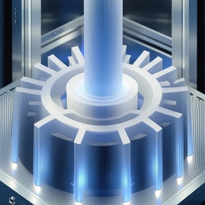 A Large, Blue, Three-dimensional Structure That Resembles A Gear Or A Cog