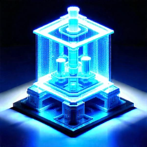 Futuristic Research Laboratory With Blue, Three-dimensional