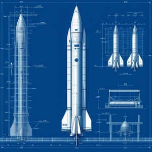 blue illustration rocket