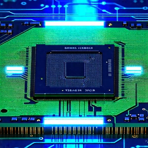 Microchip with blue light glow