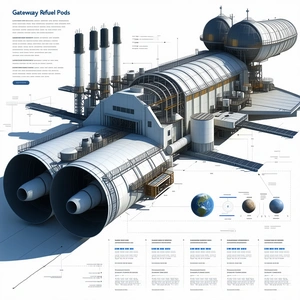 large, futuristic spacecraft shown diagram