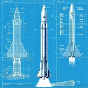 A Blueprint Of A Rocket Is Displayed In A Diagram