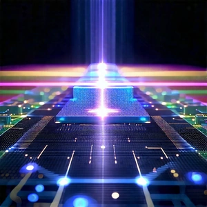 Quantum Computer With Holographic Projection With Close-up Computer