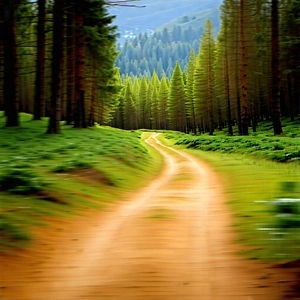 Nature Tilt-Shift Photography: Path through pine forest