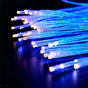 Close-up Of Fiber Optic Cables With Close-up Blue