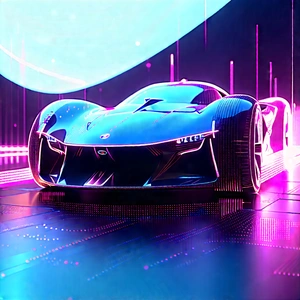 Innovative Electric Vehicle (design:1.42) With Futuristic Blue