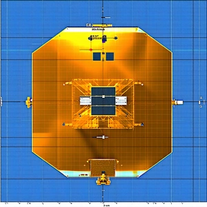 A Large, Round, Yellow Structure Is Shown In A Blue Background