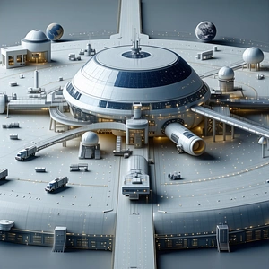A Futuristic Space Station Is Depicted In A 3d Model