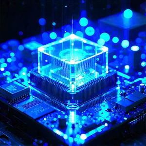 Quantum computer with blue light glow