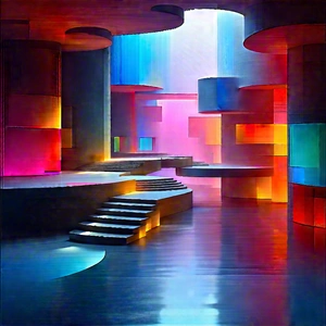 Futuristic Innovation Hub With Colorful, Abstract