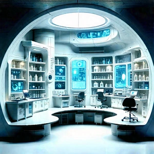 Futuristic Research Laboratory With Image, There
