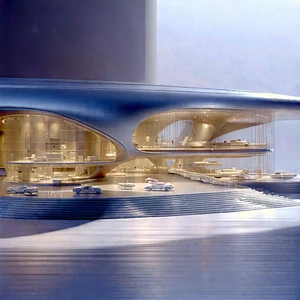 Futuristic Innovation Hub With Large, Futuristic