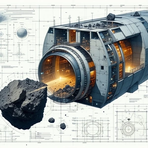 The Image Is A Detailed Drawing Of A Spacecraft, Showcasing Its Various Components