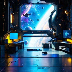 Aerospace Technology In Tech Office With Futuristic Setting,