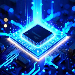 Microchip with blue light glow