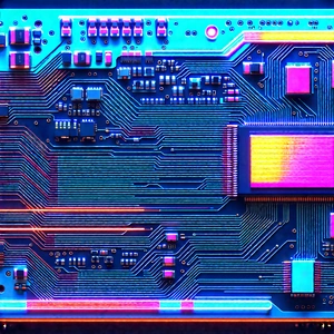 Circuit board with neon accents