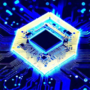 Microchip with blue light glow
