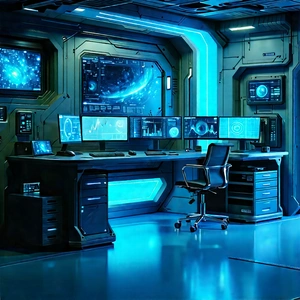 Futuristic digital workspace