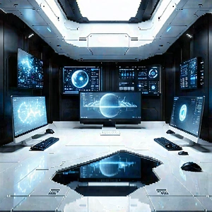Futuristic (digital:1.47) workspace