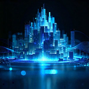 Tech Stock Photography: Artificial Intelligence Visualization With Futuristic Cityscape