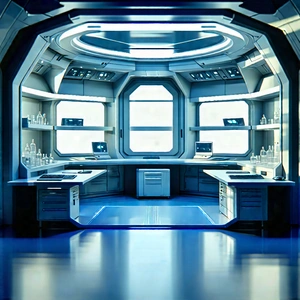 Futuristic Research Laboratory With Image, There