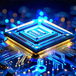 Microchip With Holographic Projection With Close-up Computer