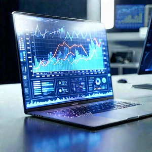 Laptop With Data Visualization With Laptop Computer