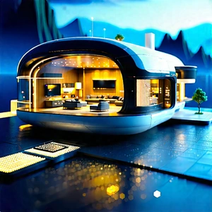 Futuristic Smart Home With Computer-generated Drawing
