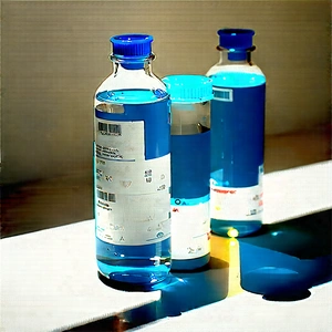 Educational Technology In Modern Laboratory With Blue Bottles