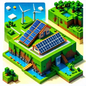 Innovative Renewable Energy (design:1.28) With Model House