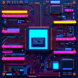Circuit board with neon accents