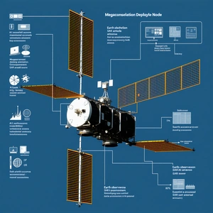 A Diagram Is Displayed On A Blue Background, Showing The Various Components Of A Spacecraft