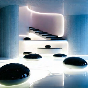 Futuristic Smart Home With Large White