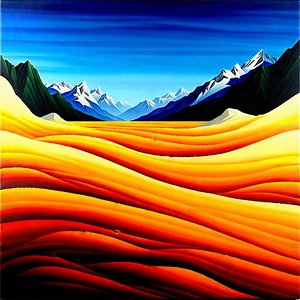 Nature Acrylic Painting: Rushing (river:1.27) Surrounded By Mountain Peaks With Beautiful Landscape