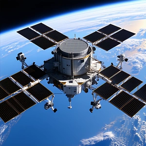 A Space Station With A Large, Complex Structure That Resembles A Satellite