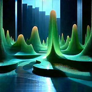 Financial Technology In Tech Office With Large, Green,