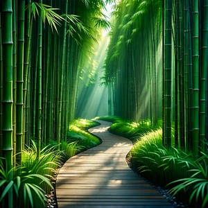 Nature Voxel Art: Path through bamboo grove