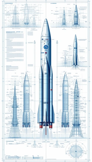 A Blue Rocket Ship Is Shown In A Diagram, With Its Various Parts Labeled
