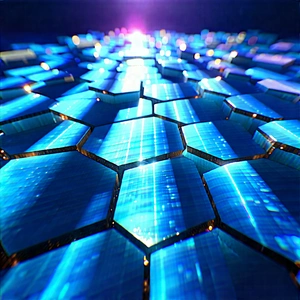 Hexagonal Pattern With Refracted Light With Blue Purple