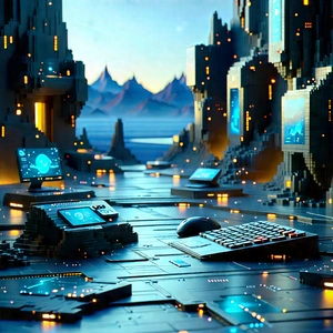 Futuristic (digital:1.26) workspace