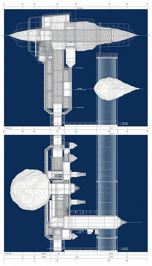 A Blueprint Of A Large Structure Is Shown, With A Large Pipe In The Center